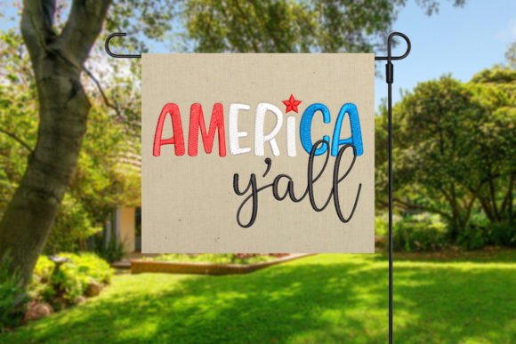 America Y All Embroidery: A Bold & Festive Design for Boutique Sweatshirts