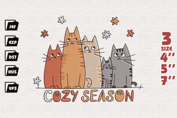 Cozy Fall Cat Embroidery File