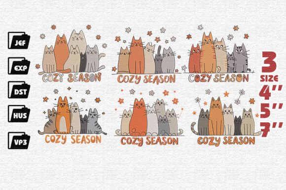 Cozy Fall Cat Embroidery File Set