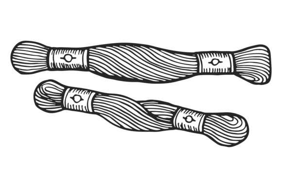 Embroidery Skein Hand Drawn Icon. Needle