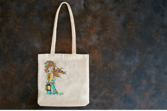 Girl Holding a Lamp Embroidery Design