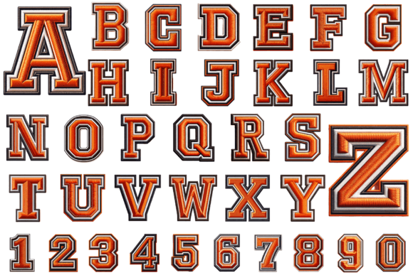 Orange Black Varsity Embroidery Alphabet Review for Craft Fair Products
