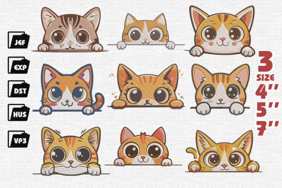 Set of 9 Cute Cat Peeking Embroidery Review