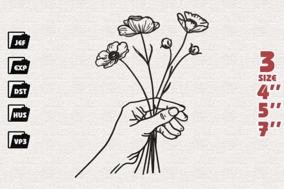 Woman Hand Holding Flowers Embroidery Review